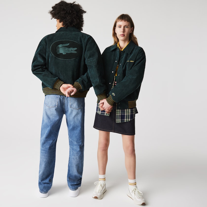 Jaquetas Verdes Escuro Masculino Lacoste LIVE Ribbed Velvet Bomber XH9-44974P9
