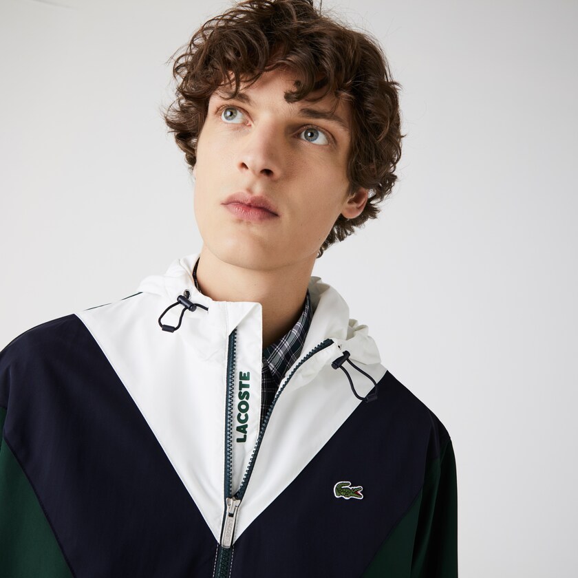 Jaquetas Verdes Azul Marinho Azuis Branco Masculino Lacoste Lightweight Colorblock Hooded ZA0-21842N5