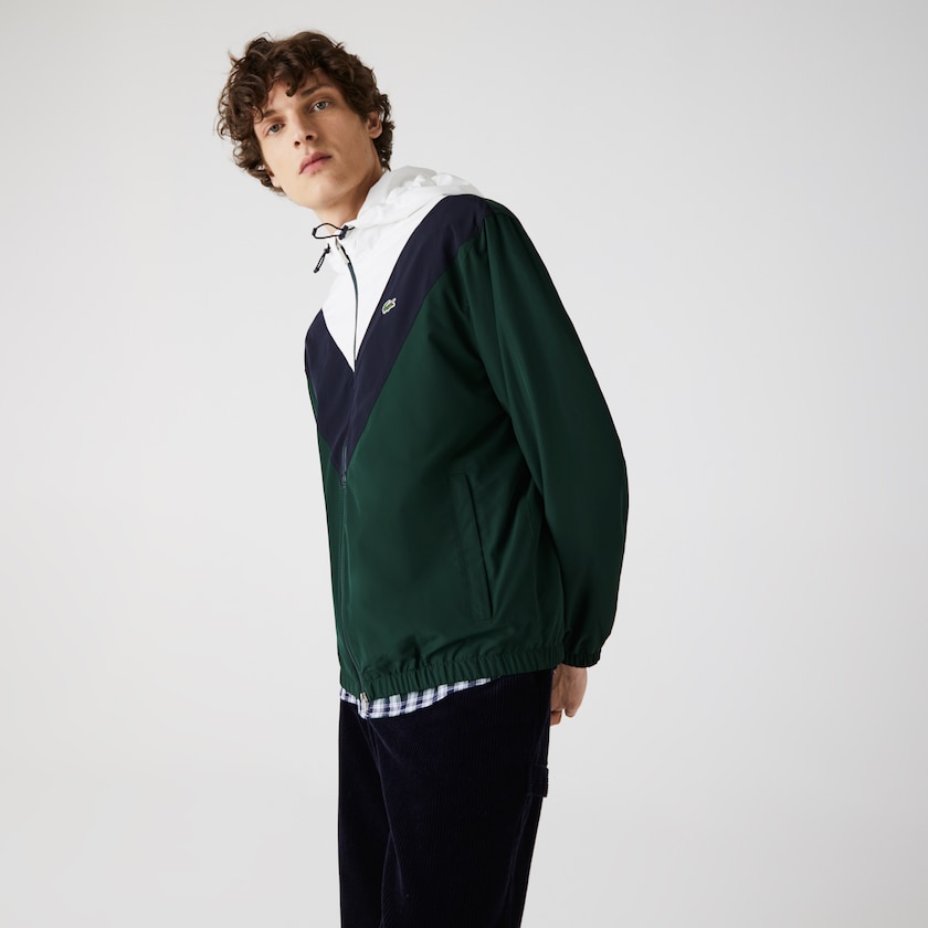 Jaquetas Verdes Azul Marinho Azuis Branco Masculino Lacoste Lightweight Colorblock Hooded ZA0-21842N5