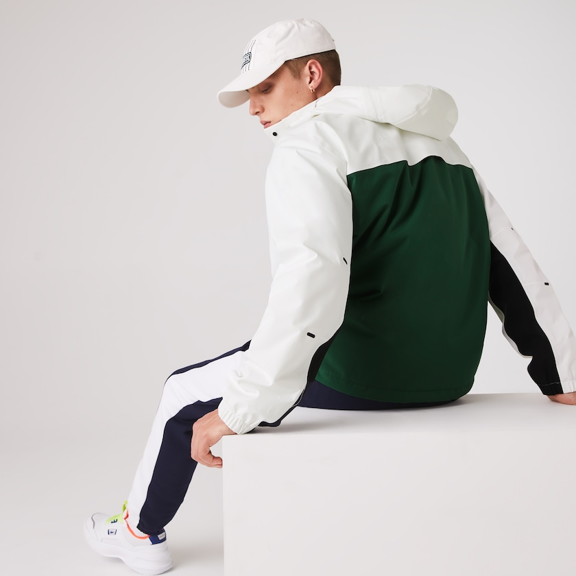 Jaquetas Verdes Branco Azul Marinho Azuis Masculino Lacoste Lightweight Colorblock Hooded Water-Resistant GR4-51615F5