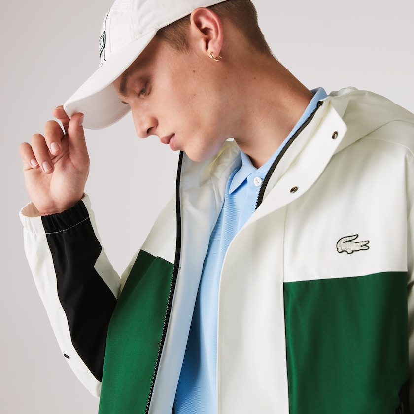 Jaquetas Verdes Branco Azul Marinho Azuis Masculino Lacoste Lightweight Colorblock Hooded Water-Resistant GR4-51615F5