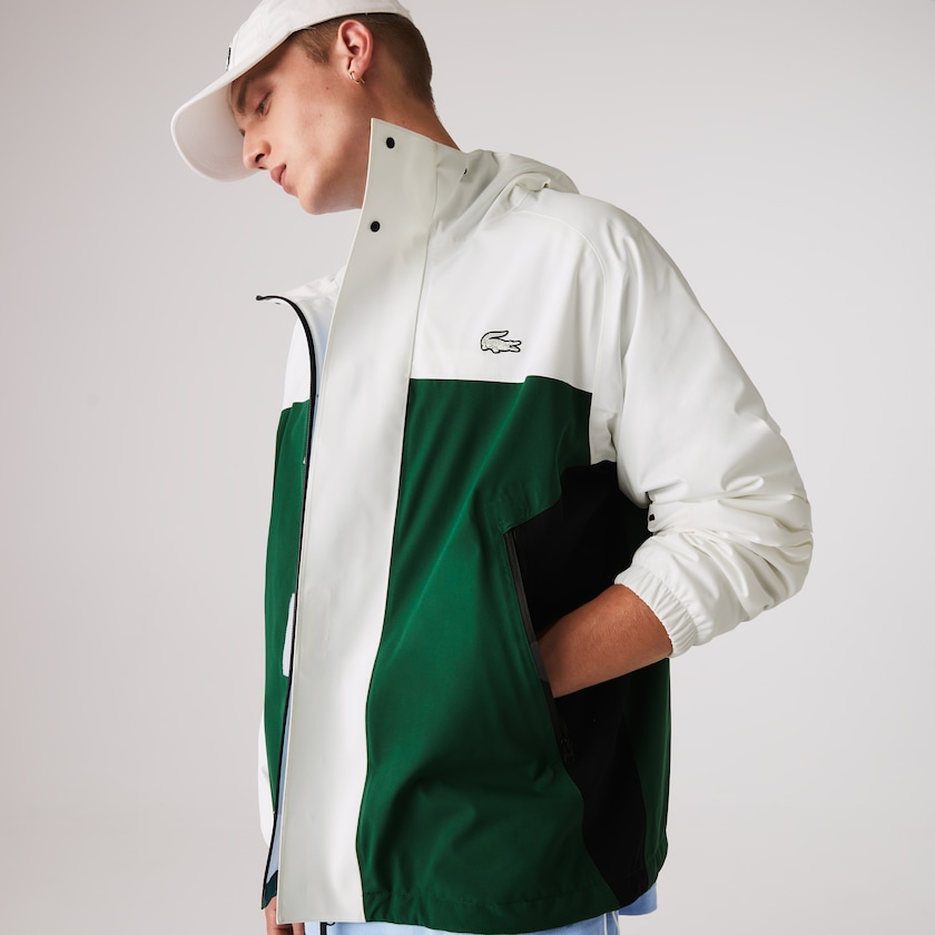 Jaquetas Verdes Branco Azul Marinho Azuis Masculino Lacoste Lightweight Colorblock Hooded Water-Resistant GR4-51615F5