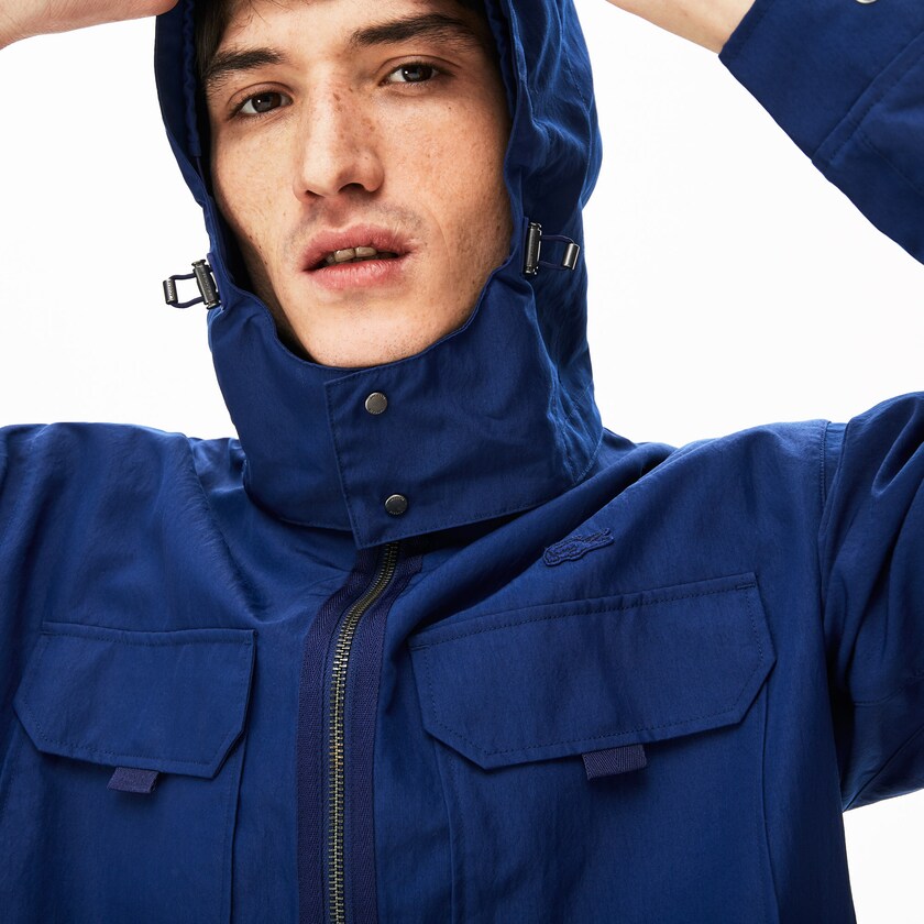 Jaquetas Azul Marinho Azuis Masculino Lacoste Lightweight Detachable-Hood VZ4-91659C5