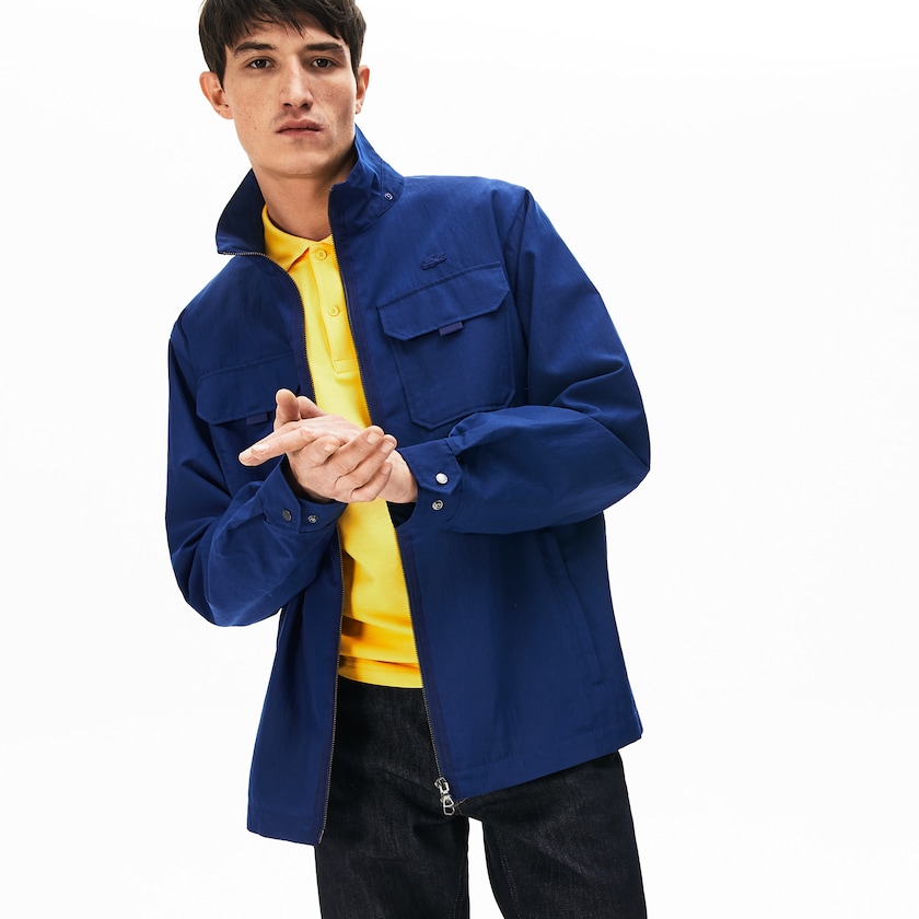 Jaquetas Azul Marinho Azuis Masculino Lacoste Lightweight Detachable-Hood VZ4-91659C5