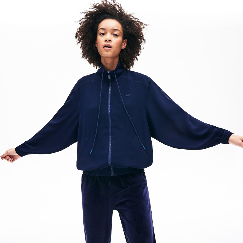 Jaquetas Azul Marinho Azuis Feminino Lacoste Motion Oversized Twill Zippered XB5-93989L2