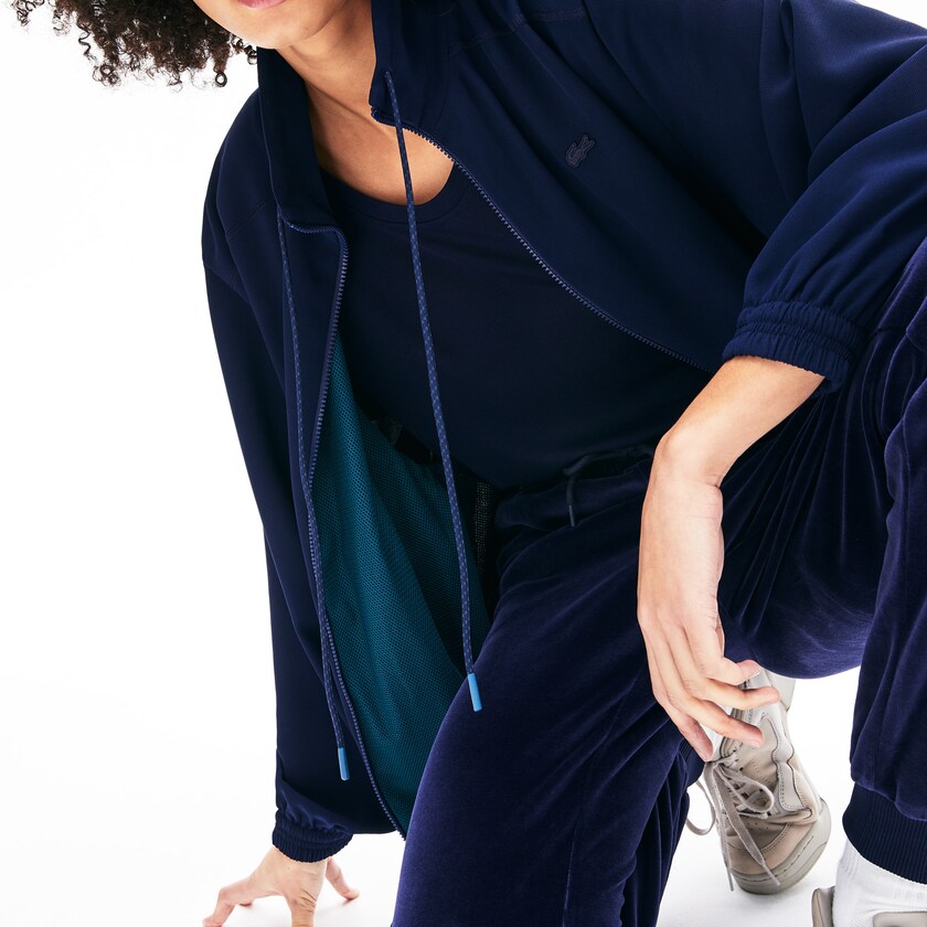 Jaquetas Azul Marinho Azuis Feminino Lacoste Motion Oversized Twill Zippered XB5-93989L2