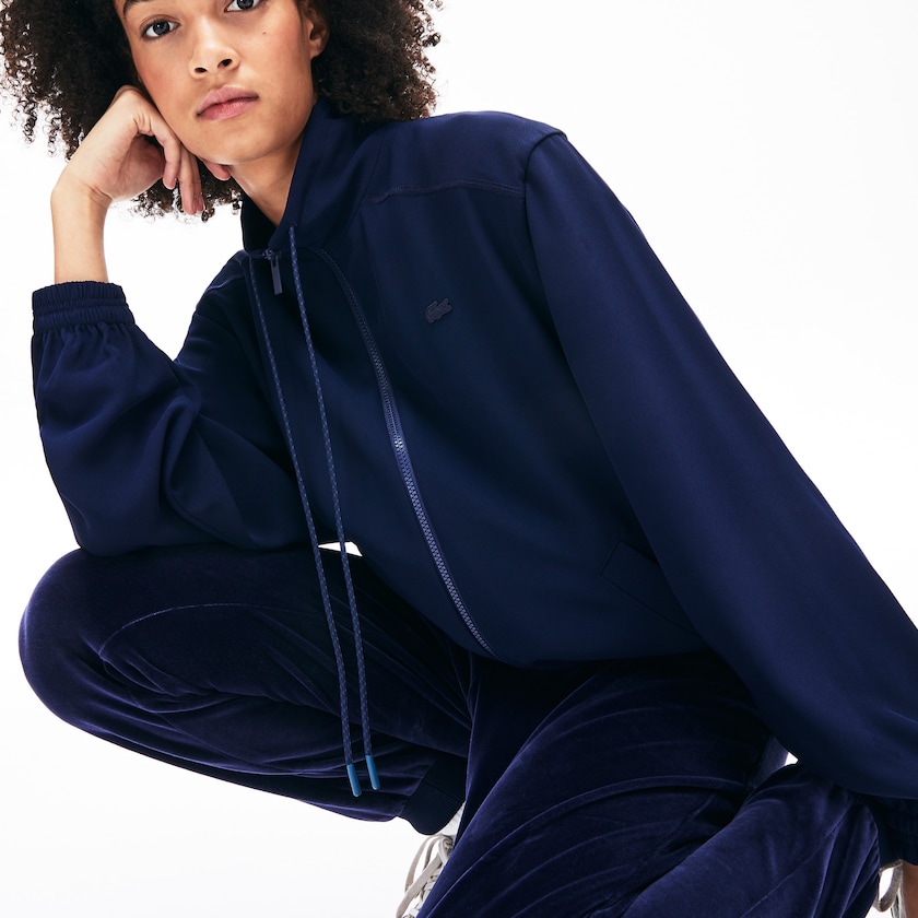 Jaquetas Azul Marinho Azuis Feminino Lacoste Motion Oversized Twill Zippered XB5-93989L2