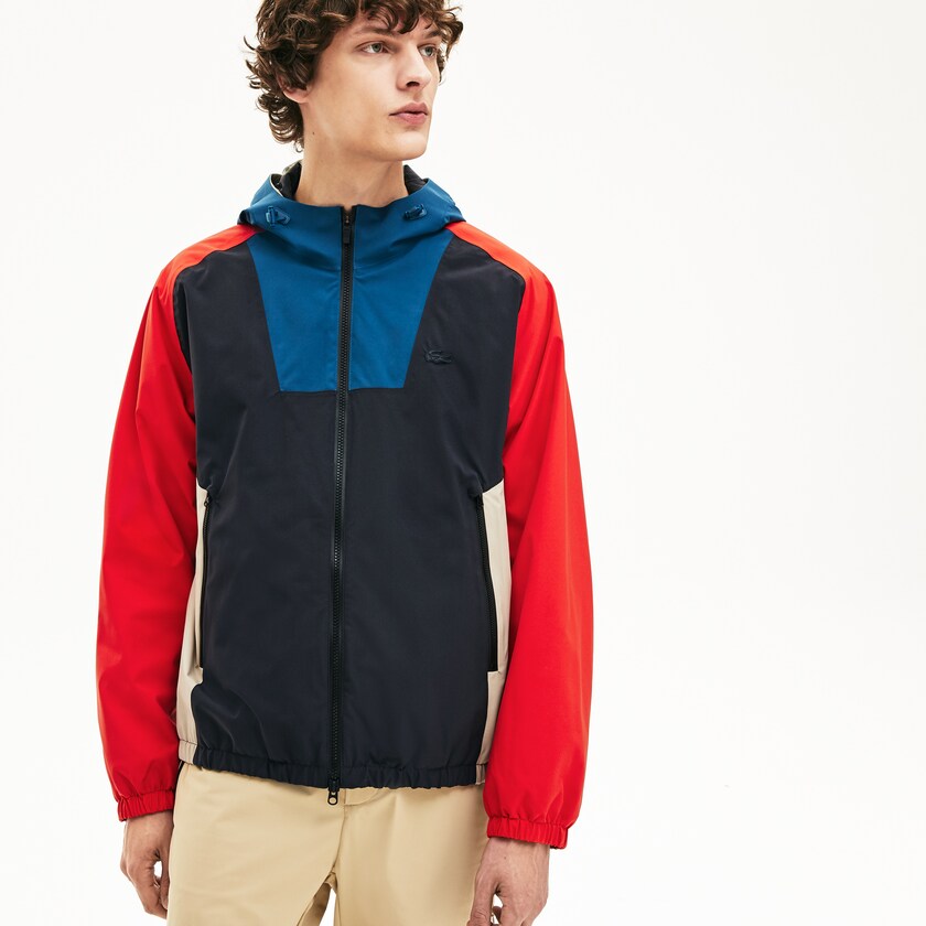 Jaquetas Cinzentas Escuro Azul Marinho Azuis Vermelhas Bege Masculino Lacoste Motion Water-Resistant Colorblock Zip QP0-52765G8