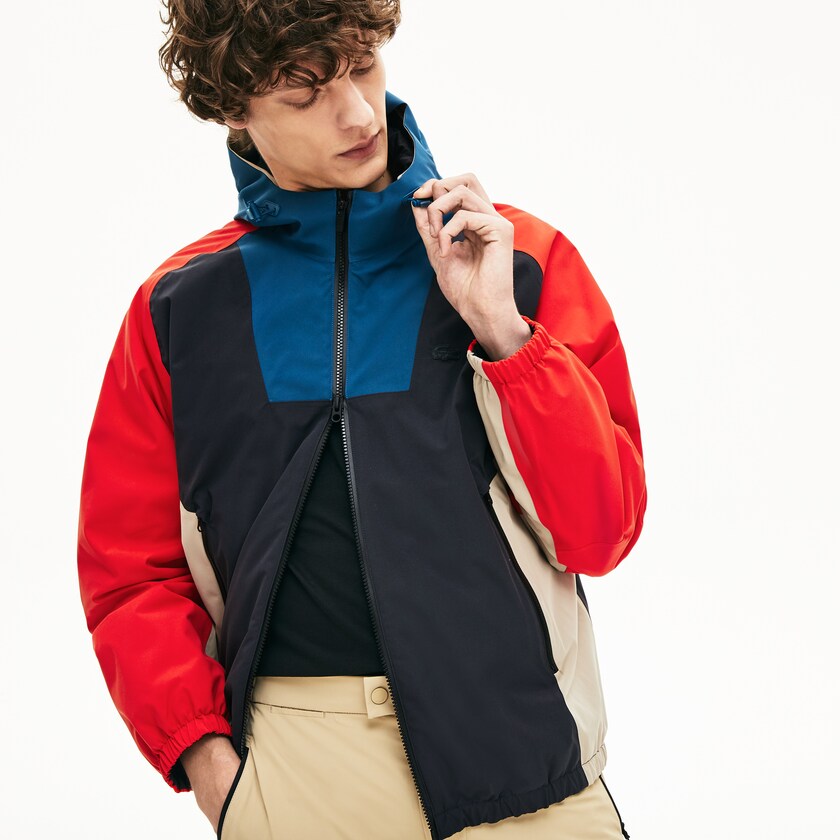 Jaquetas Cinzentas Escuro Azul Marinho Azuis Vermelhas Bege Masculino Lacoste Motion Water-Resistant Colorblock Zip QP0-52765G8