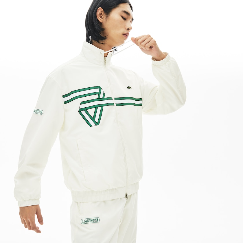 Jaquetas Branco Masculino Lacoste Print Band Zip Heritage Tracksuit FT2-25002Y0