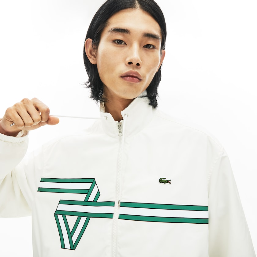 Jaquetas Branco Masculino Lacoste Print Band Zip Heritage Tracksuit FT2-25002Y0