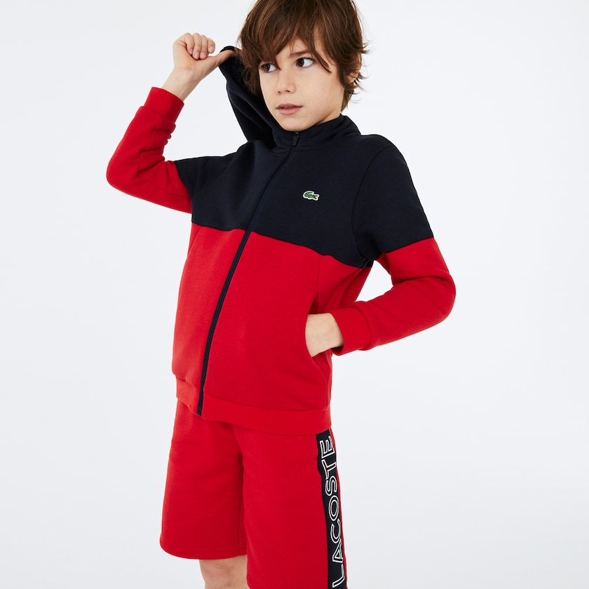 Jaquetas Azul Marinho Azuis Vermelhas Branco Criança Lacoste SPORT Colorblock Fleece Zip QK6-95199H2