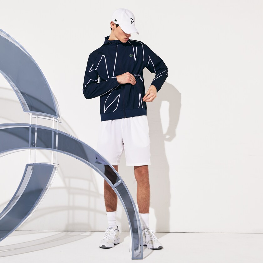Jaquetas Azul Marinho Azuis Branco Masculino Lacoste SPORT French Open Hooded Zip JD3-86158R5
