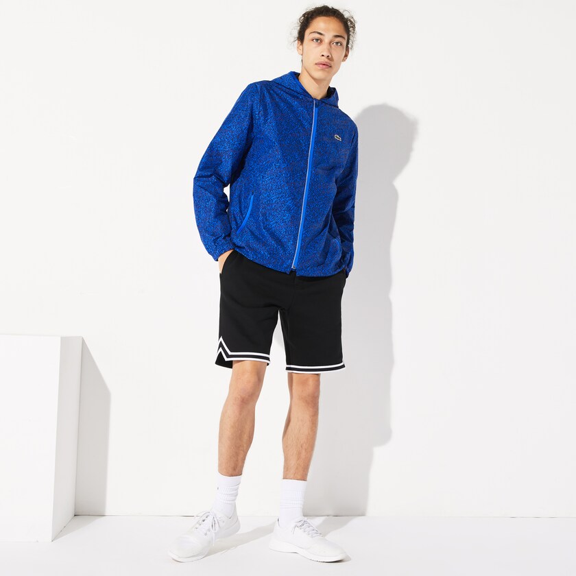 Jaquetas Azul Marinho Azuis Azuis Masculino Lacoste SPORT Hooded Print Zip PG9-53485Z8