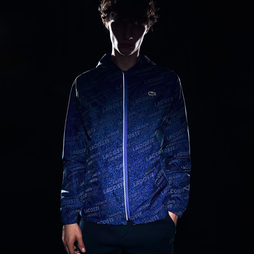 Jaquetas Azul Marinho Azuis Azuis Masculino Lacoste SPORT Hooded Print Zip PG9-53485Z8