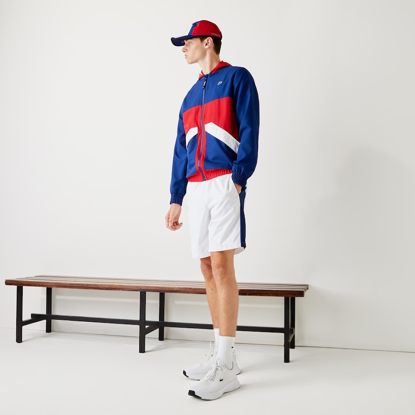 Jaquetas Azuis Vermelhas Branco Masculino Lacoste SPORT Hooded Water-Resistant Colorblock HM3-53905E5