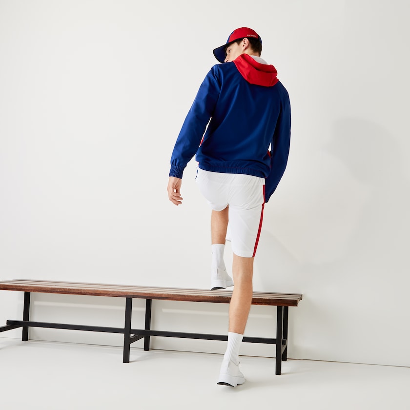 Jaquetas Azuis Vermelhas Branco Masculino Lacoste SPORT Hooded Water-Resistant Colorblock HM3-53905E5