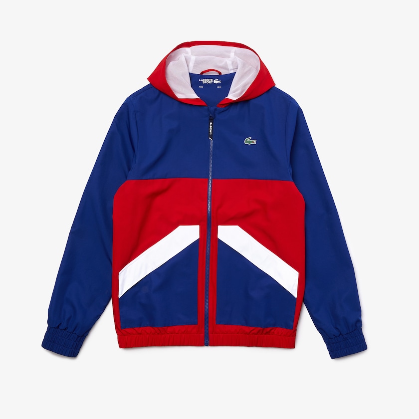 Jaquetas Azuis Vermelhas Branco Masculino Lacoste SPORT Hooded Water-Resistant Colorblock HM3-53905E5