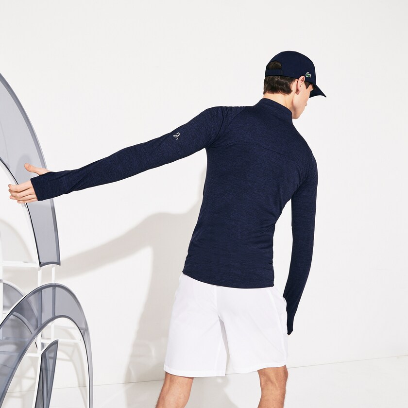 Jaquetas Azul Marinho Azuis Masculino Lacoste SPORT Novak Djokovic Stretch Zippered EO3-76427F3