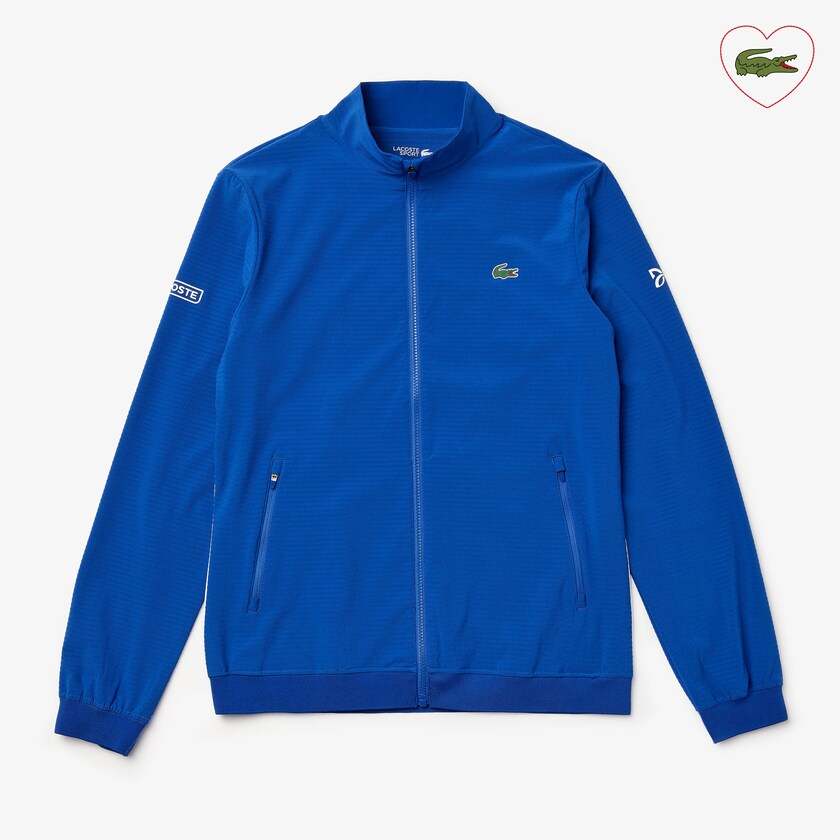 Jaquetas Azuis Branco Masculino Lacoste SPORT Novak Djokovic Textured Zip OO8-58555Y6