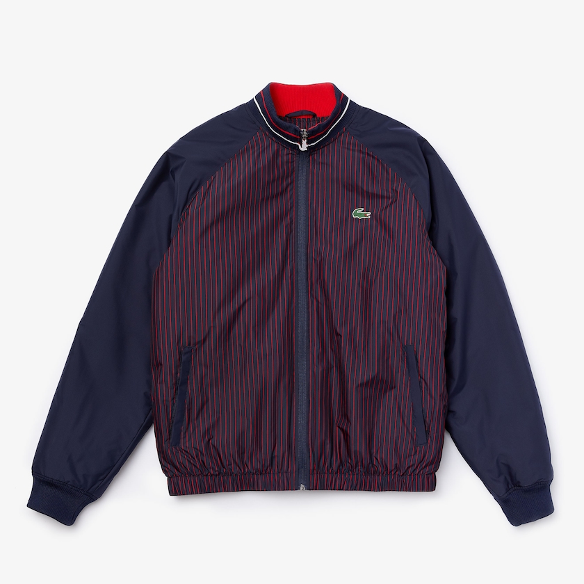 Jaquetas Azul Marinho Azuis Vermelhas Branco Masculino Lacoste SPORT Water-Resistant Striped Zip Golf QB6-79647S1