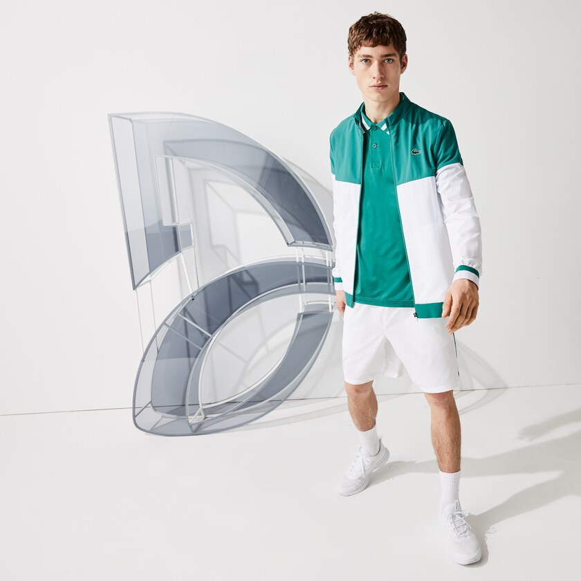 Jaquetas Branco Verdes Masculino Lacoste SPORT x Novak Djokovic Colorblock Zip EK3-63736K8
