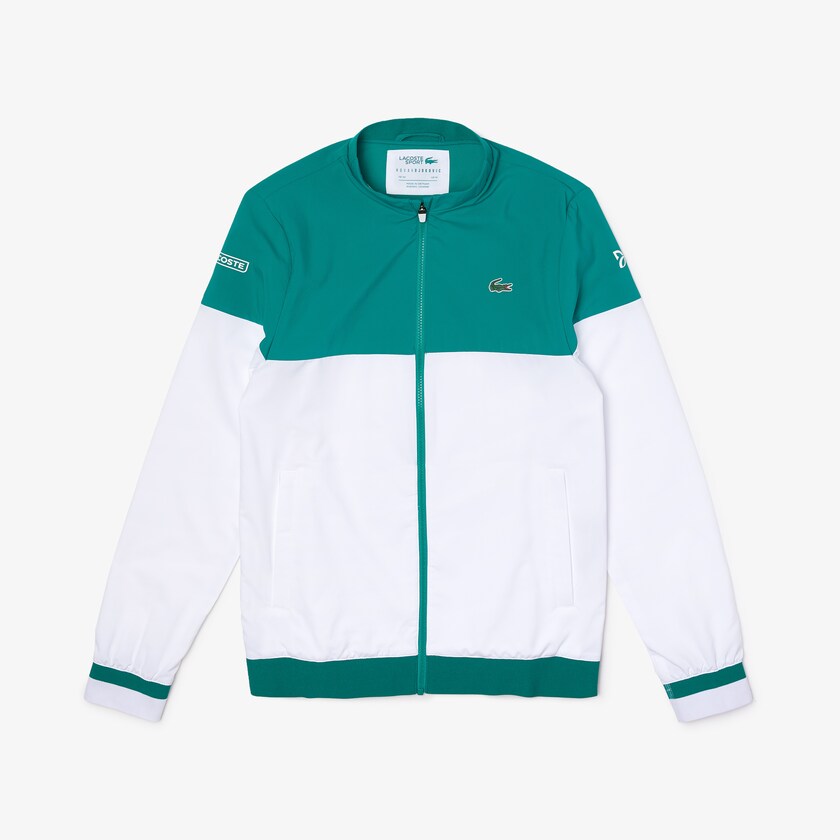 Jaquetas Branco Verdes Masculino Lacoste SPORT x Novak Djokovic Colorblock Zip EK3-63736K8