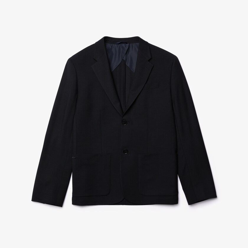 Jaquetas Azul Marinho Azuis Masculino Lacoste Straight-Cut Wool AD3-15521I1