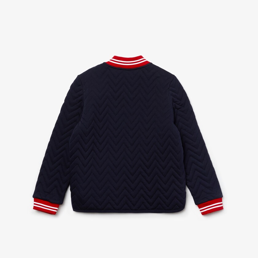 Jaquetas Azul Marinho Azuis Vermelhas Branco Criança Lacoste Striped Detail Zippered Quilted Cotton Teddy VQ4-38193Q7