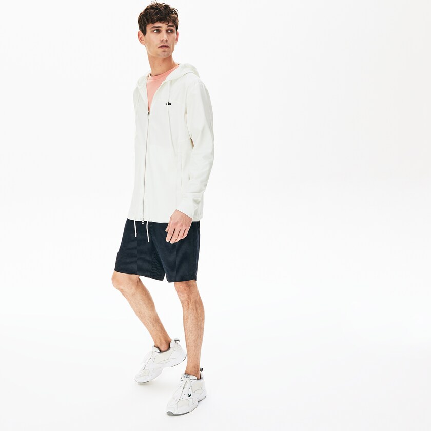 Jaquetas Branco Masculino Lacoste Two-Tone Zip-Up WB6-87178Y1