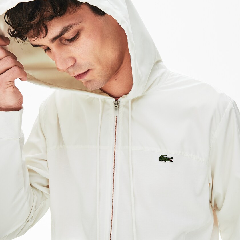 Jaquetas Branco Masculino Lacoste Two-Tone Zip-Up WB6-87178Y1