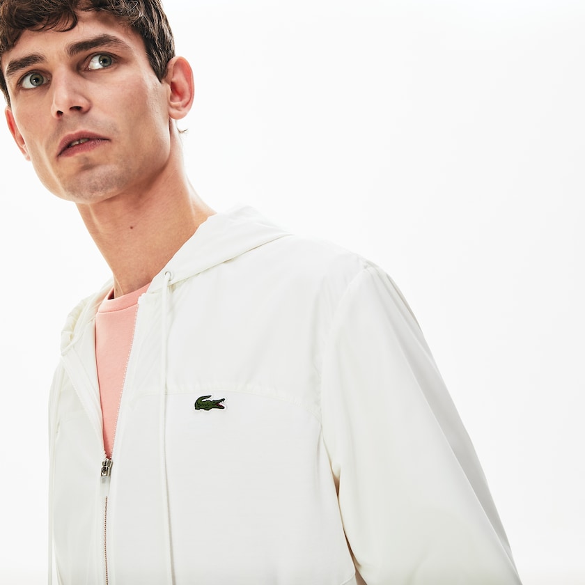 Jaquetas Branco Masculino Lacoste Two-Tone Zip-Up WB6-87178Y1