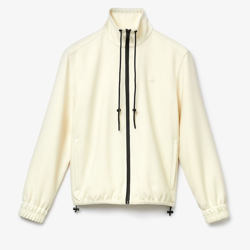 Jaquetas Branco Pretas Feminino Lacoste Zippered Collar Flowy Wool Blend XT6-63196Q5