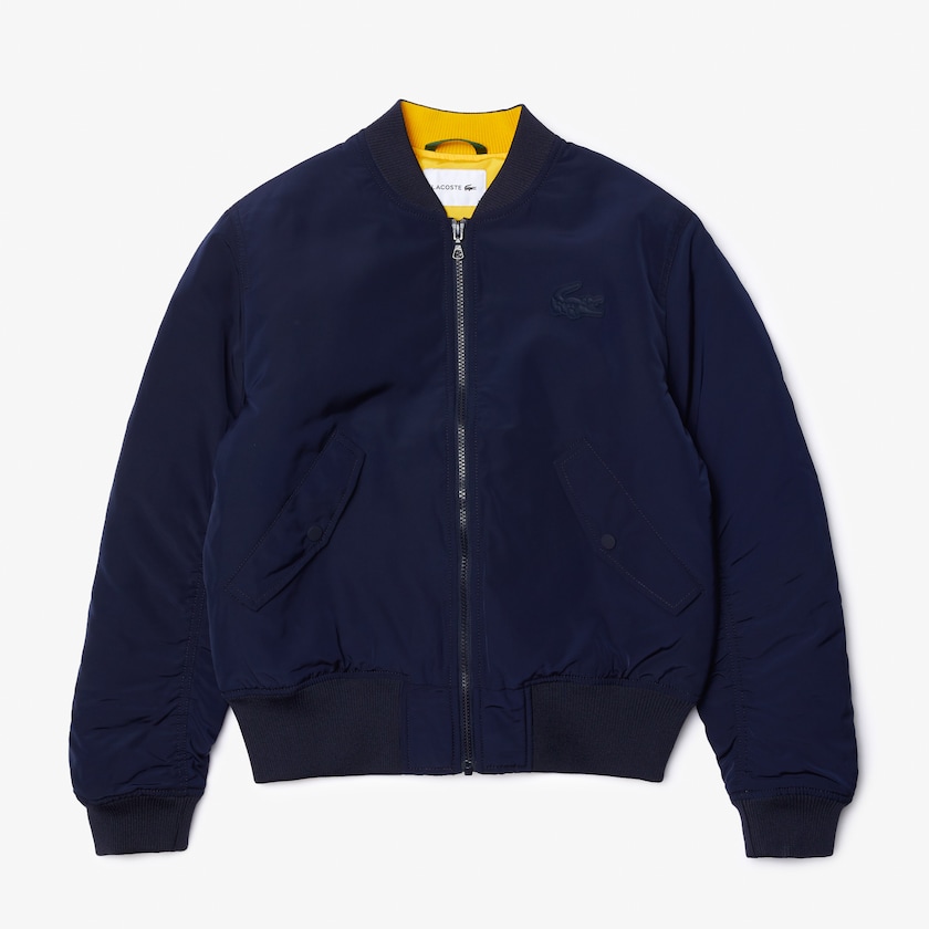Jaquetas Azul Marinho Azuis Amarelas Feminino Lacoste Zippered Quilted Water-Resistant Bomber TR8-74937R4