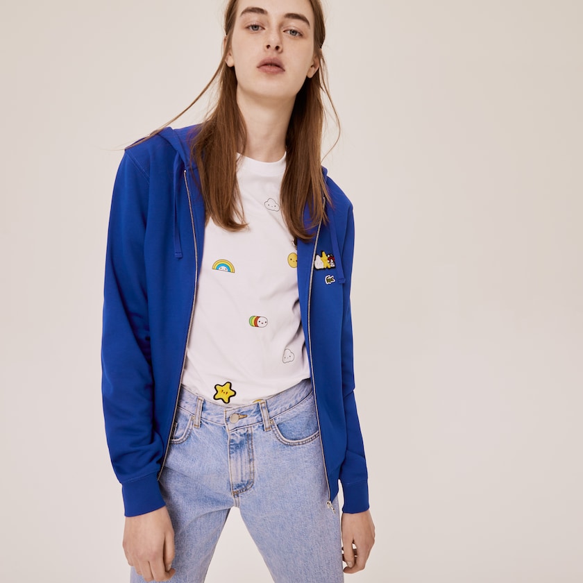 Jaquetas Azuis Feminino Lacoste x FriendsWithYou Design Zippered WD1-60286Y2