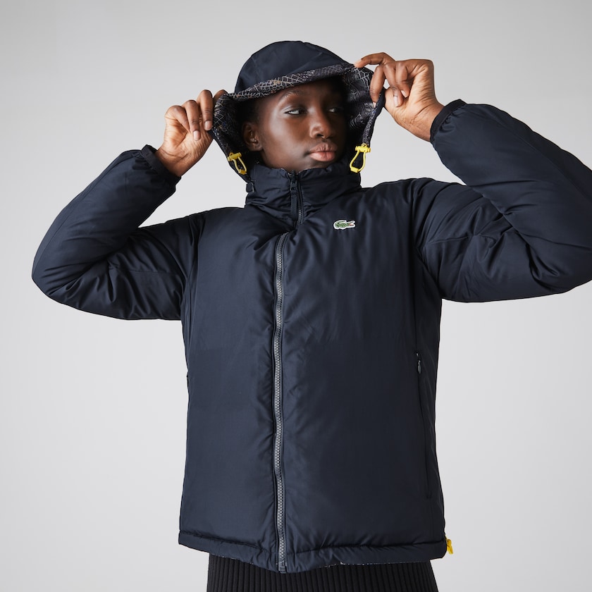 Jaquetas Branco Azul Marinho Azuis Feminino Lacoste x National Geographic Print Quilted QW9-17831Z5