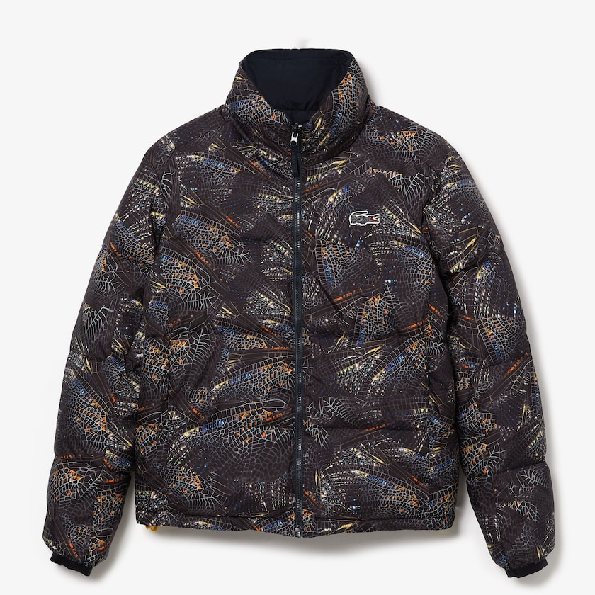 Jaquetas Branco Azul Marinho Azuis Feminino Lacoste x National Geographic Print Quilted QW9-17831Z5