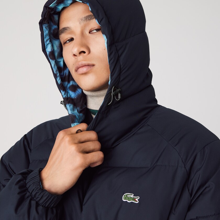 Jaquetas Branco Azul Marinho Azuis Masculino Lacoste x National Geographic Reversible Quilted Zip EL7-36593T9