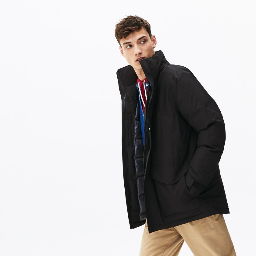 Jaquetas Parka Pretas Cinzentas Escuro Masculino Lacoste Detachable Faux Fur Hood Long Quilted TS2-26822M2