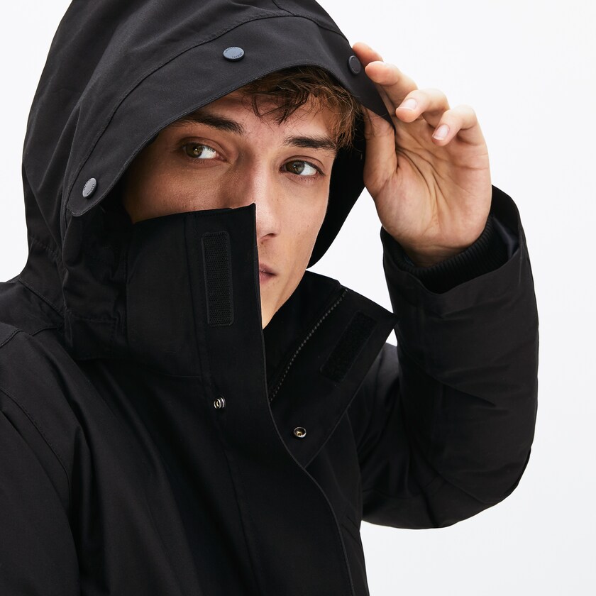 Jaquetas Parka Pretas Cinzentas Escuro Masculino Lacoste Detachable Faux Fur Hood Long Quilted TS2-26822M2