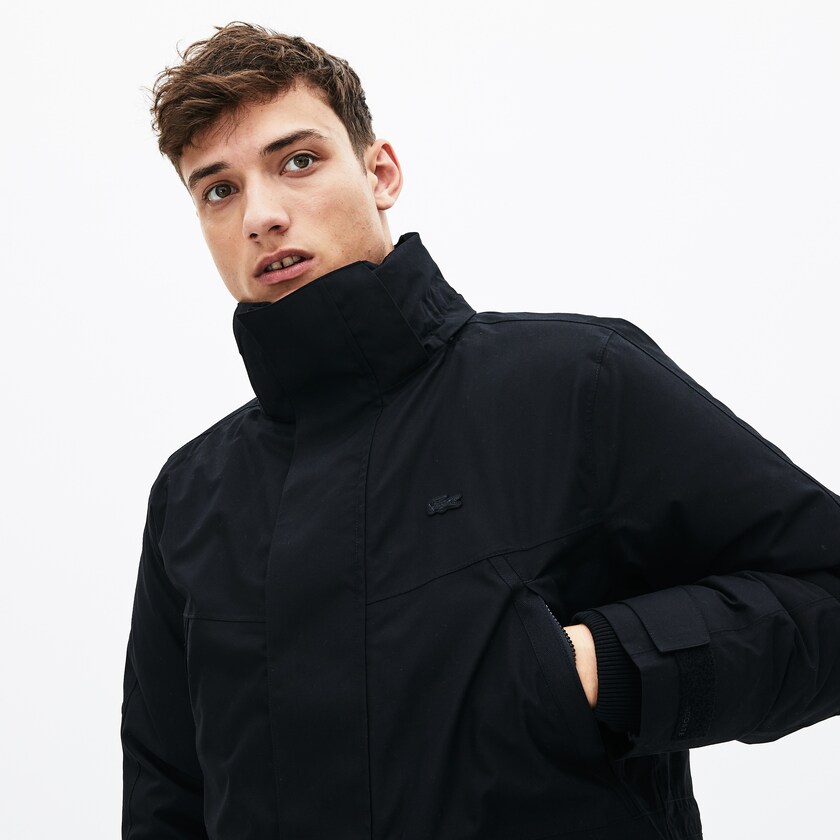Jaquetas Parka Pretas Cinzentas Escuro Masculino Lacoste Detachable Faux Fur Hood Long Quilted TS2-26822M2