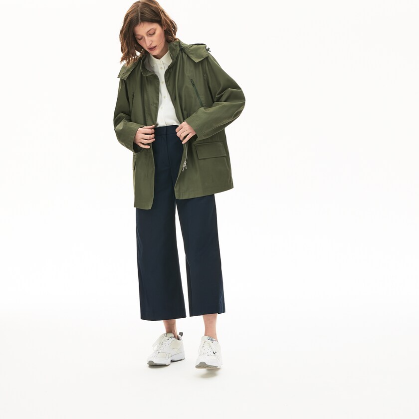 Jaquetas Parka Caqui Verdes Feminino Lacoste Flared Water-Resistant MJ4-98359H5