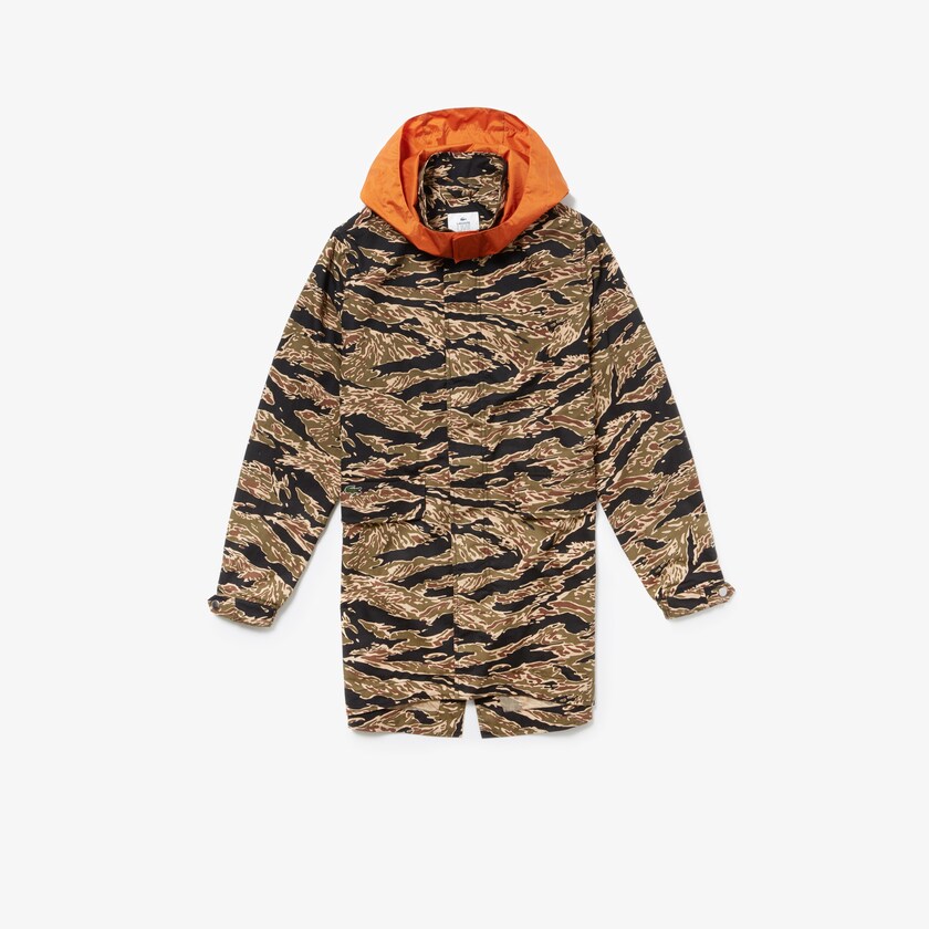 Jaquetas Parka Pretas Branco Masculino Lacoste LIVE Camouflage HX8-86008B5