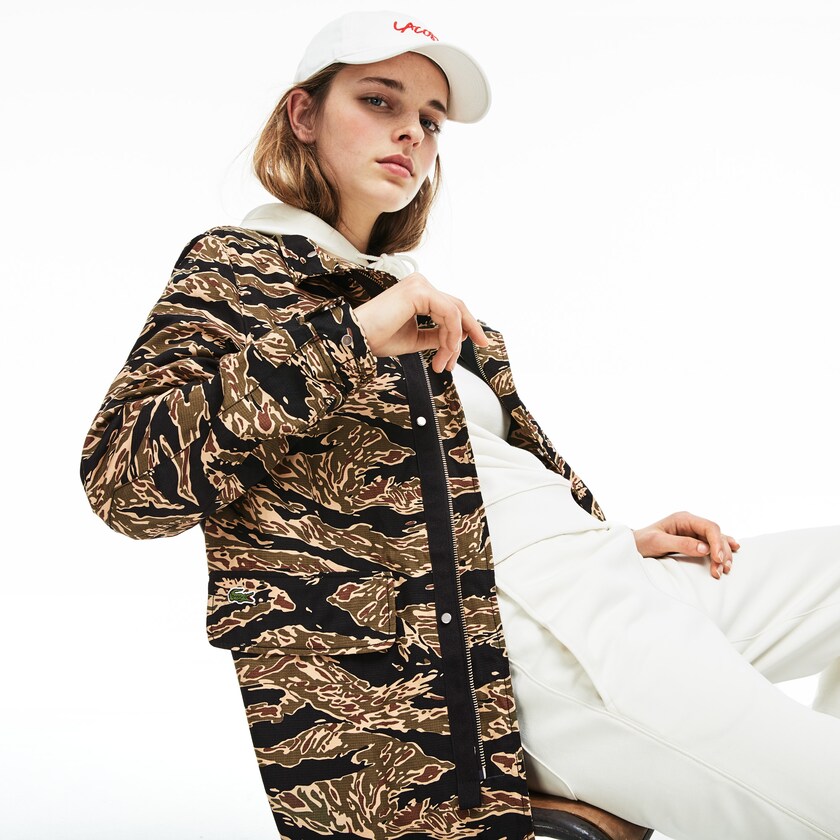 Jaquetas Parka Pretas Branco Masculino Lacoste LIVE Camouflage HX8-86008B5