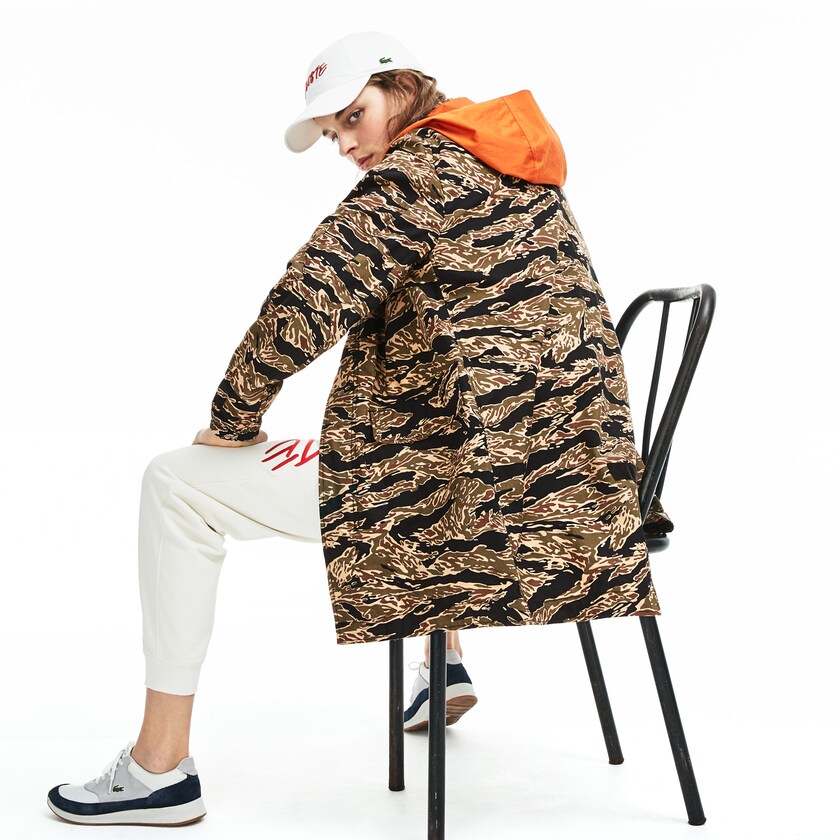 Jaquetas Parka Pretas Branco Masculino Lacoste LIVE Camouflage HX8-86008B5