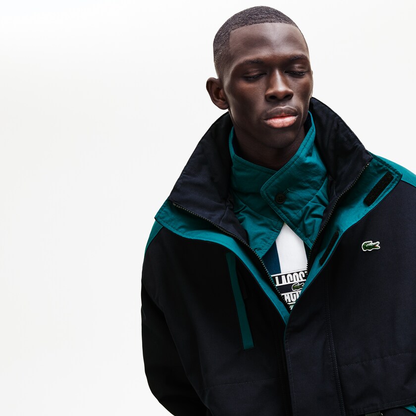 Jaquetas Parka Azul Marinho Azuis Verdes Masculino Lacoste LIVE Color-Block VI7-01720O1