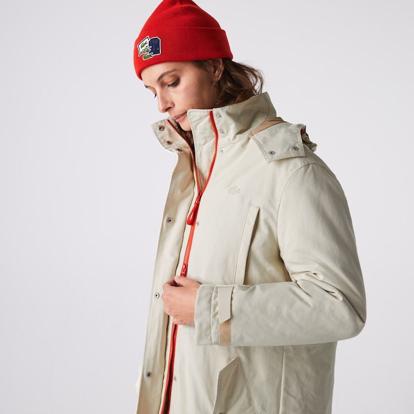 Jaquetas Parka Bege Feminino Lacoste Quilted Interior Jacket 2-in-1 JC5-10471Y0
