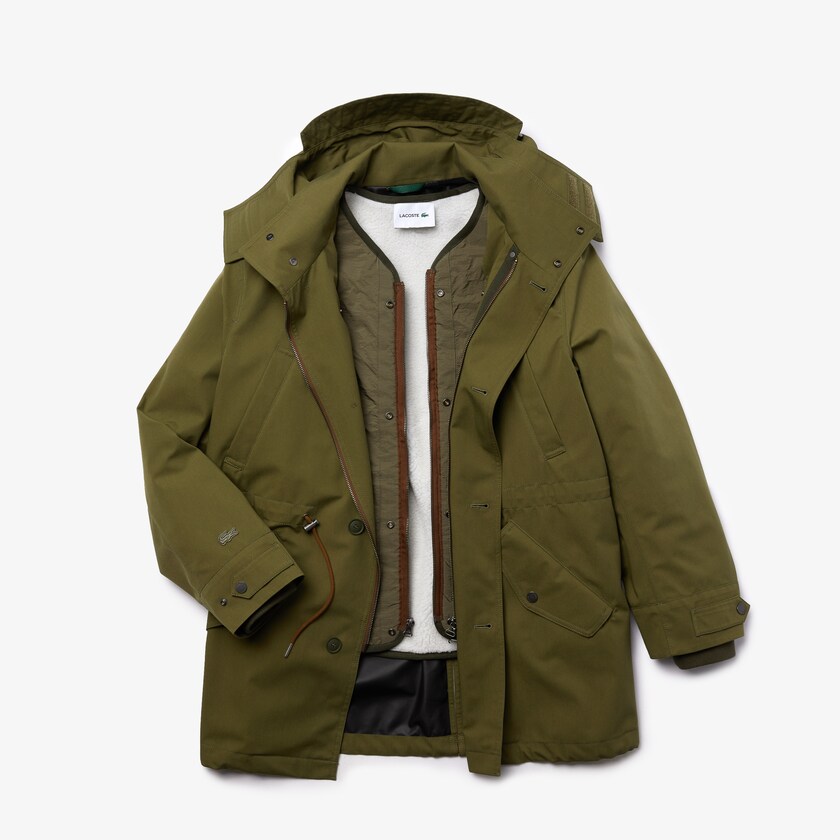 Jaquetas Parka Caqui Verdes Masculino Lacoste Quilted Interior Jacket Water-Resistant 3-in-1 VQ6-75877J6