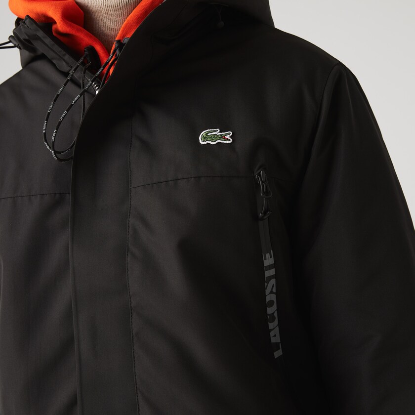 Jaquetas Parka Pretas Masculino Lacoste SPORT Hooded Quilted OF0-61376R5