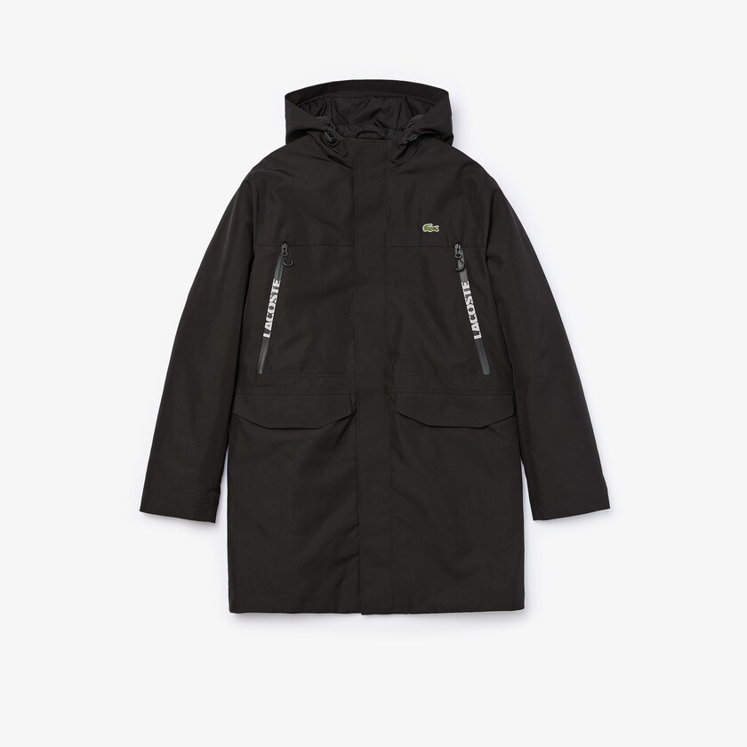 Jaquetas Parka Pretas Masculino Lacoste SPORT Hooded Quilted OF0-61376R5